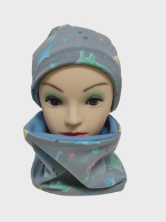 Set čepice + nákrčník  dino